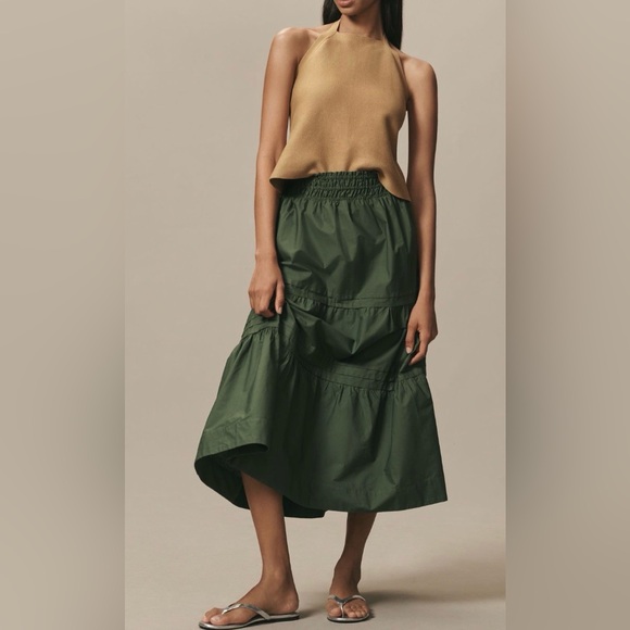 Anthropologie The Somerset Poplin Tiered Maxi Skirt, Size SP - Picture 2 of 11